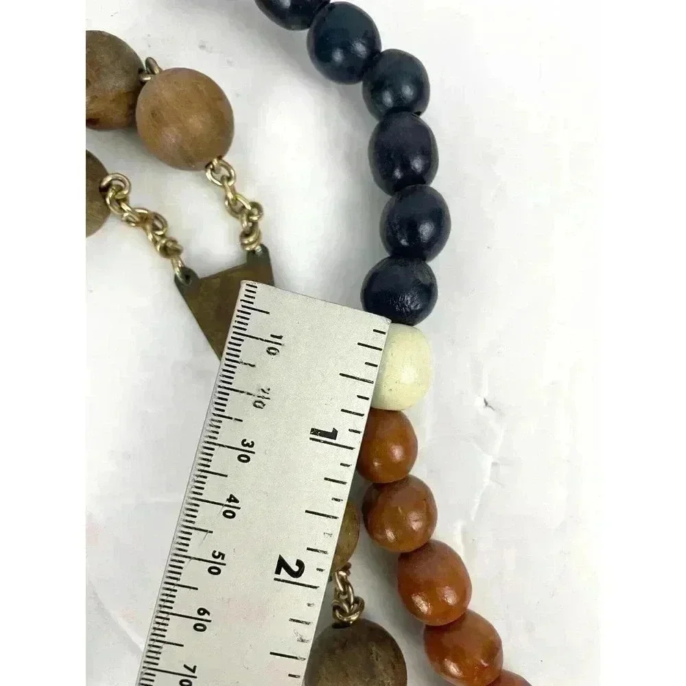 VTG Pair Wooden Rosaries Bronze Colorful‎